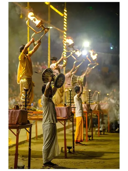 Priests perform the Ganga Aarti in Banaras, a powerful ritual of fire and faith. My goal here was to capture the motion and spiritual intensity of the ceremony against the night sky.