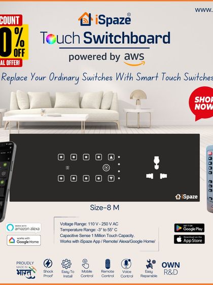 I offer competitive pricing for my partners. This is an example of an 8-module smart switchboard, a popular configuration for living rooms and master bedrooms.