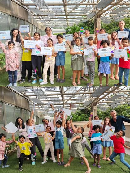 That's a wrap! Happy faces from our Summer Camp 2025, where kids received their certificates after five unforgettable days of learning and creativity.