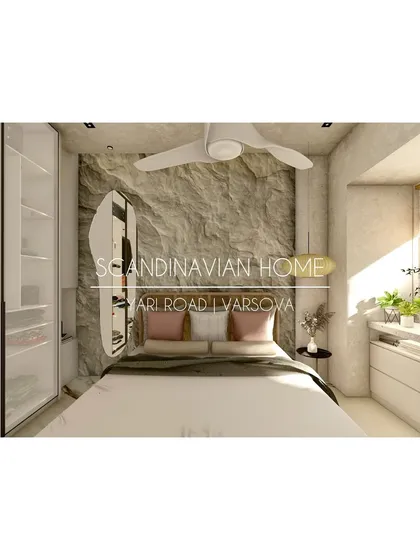 A 3D visualization of a Scandinavian-style bedroom. We use tools like this to show how natural light, stone textures, and minimalist furniture will come together to create a peaceful retreat.