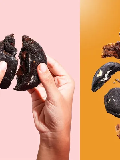 Here, I've combined a satisfying cookie-break shot with a dynamic composition of floating cookies and crumbs. This adds a playful and energetic feel, perfect for a brand that's fun and modern.