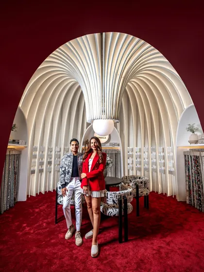 Standing inside a world we once only imagined. This photo captures us within the 'Arezzo x Nirmal’s' fabric sanctuary, a project that not only won the Best Booth Award but also captured the hearts of visitors. It’s a feeling of pure joy and gratitude.
