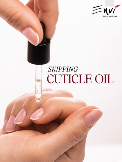 A major red flag for nail health is skipping cuticle oil. This visual reminder emphasizes the importance of hydrating your cuticles to prevent dryness and promote healthy nail growth.