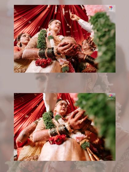 A collage of the Jeerige Bella Shastra ritual, a key moment in many Kannada weddings. We capture the significance and emotion of this tradition from an intimate perspective.