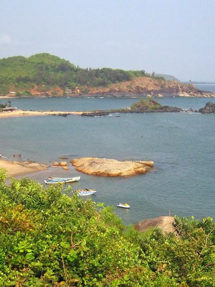 The beautiful Om Beach in Gokarna, named for its distinctive shape.