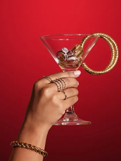 Jewellery should be a celebration of you. This image captures the spirit of my brand: a cocktail of brilliant diamond rings and classic gold bangles, ready to be stacked, styled, and enjoyed for every one of life's shining moments.