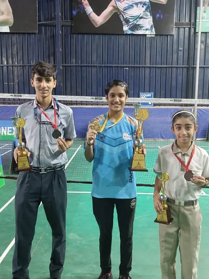 Three of my top students with their CBSE medals. One gold and two bronze medals are a fantastic haul and a testament to their skill and perseverance.