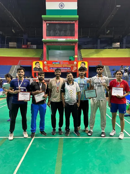 A group photo showcasing the collective success of my trainees at the UP State Senior Championship. Their multiple medals are a testament to the effectiveness of our training regimen.