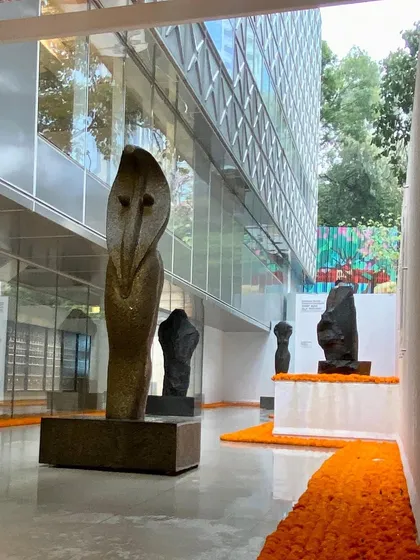 Art is not an afterthought; it is integral to the spaces I design. This view from the Museum of Art & Photography (MAP) in Bangalore shows how architecture can create a stage for art, with sculptures by Stephen Cox finding their place within the building's flow and light.