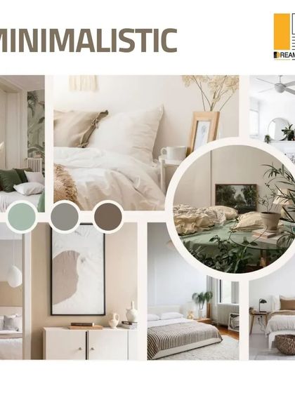 This minimalist mood board emphasizes the beauty of simplicity, using a calm color palette, natural light, and purposeful decor to create a serene and stylish bedroom.