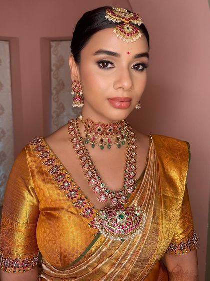 A close-up view of the eye makeup, showing a soft cut-crease and winged liner that opens up the eyes beautifully.