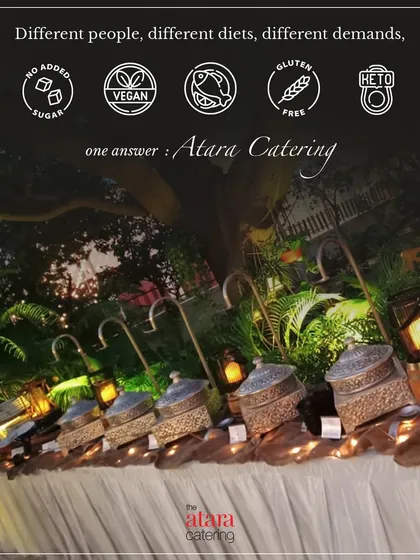 We believe everyone should enjoy exceptional food, regardless of their dietary needs. This graphic highlights our expertise in creating custom menus for vegan, Jain, gluten-free, keto, and sugar-free diets without compromising on flavour.