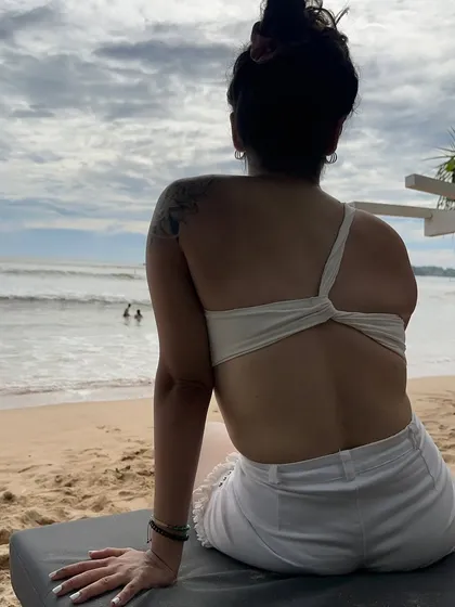 Taking a quiet moment to gaze at the ocean in Sri Lanka. The rhythmic sound of the waves is a natural meditation, calming the mind and soothing the soul.
