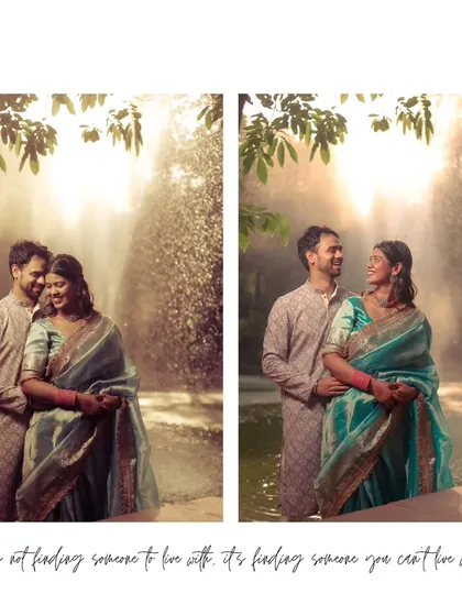 This diptych layout is perfect for an album, showing two connected moments from a Roka ceremony side-by-side.