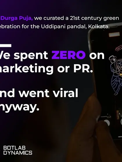 For Durga Puja, we created a green celebration that went viral with zero marketing spend. This shows the power of drone shows to create organic buzz and massive digital reach.