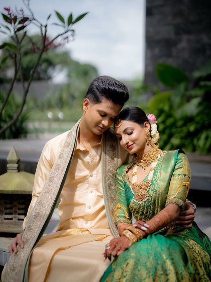 A candid moment between the couple. The bride's makeup remains flawless even in natural outdoor lighting, demonstrating the quality and durability of the HD products I use.