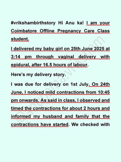 This offline student from Coimbatore shares her detailed delivery story, highlighting how she used her knowledge to time contractions and communicate with her doctor.