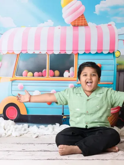 The ice cream truck theme is a hit with older kids too. These photos capture the pure happiness and excitement of a summer day treat.