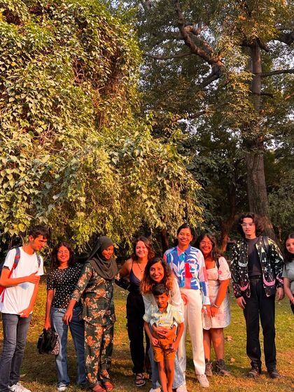 The full crew from our volunteer video shoot. We believe in creating real, physical spaces for artists to connect and exchange energy.