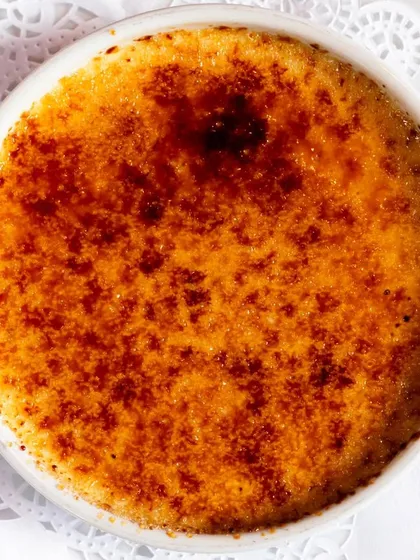 A classic crème brûlée with a perfectly caramelized sugar top. The simplicity of the shot lets the iconic dessert speak for itself.