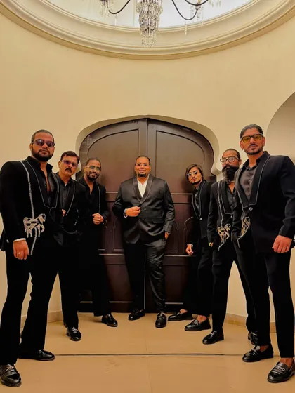 Dressed in all black, our team is ready to bring a sleek and powerful vibe to this sangeet party.