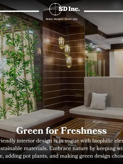 A 2024 design trend: green for freshness. Biophilic design, using sustainable materials and plenty of plants, is in vogue for creating healthy and refreshing interiors.