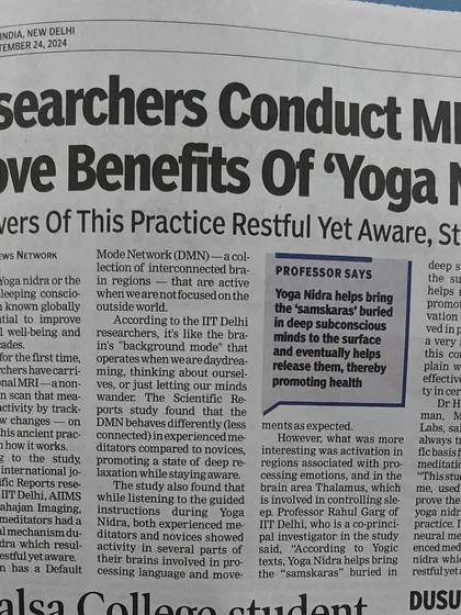 I believe in an approach that is rooted in tradition and validated by science. It gives me immense satisfaction to see modern research from premier institutions like IIT Delhi and AIIMS using MRI scans to prove the deep psychological benefits of Yoga Nidra, a core practice I teach for profound relaxation.