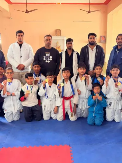 The results of our discipline. This is a group of my students from the Karate Gurukul, each one a winner, proudly displaying the medals they earned through their dedication. I don't just teach karate, I build a team of champions.