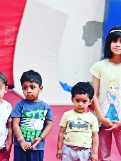 A group of our youngest students, learning to follow instructions and wait their turn, which are important social skills developed at our camp.