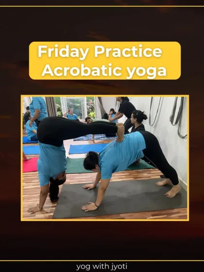 Acro yoga is a beautiful practice of trust and strength. Here, my students are working together, building not just physical power but also a strong bond. It’s challenging, but the connection you build is incredible.