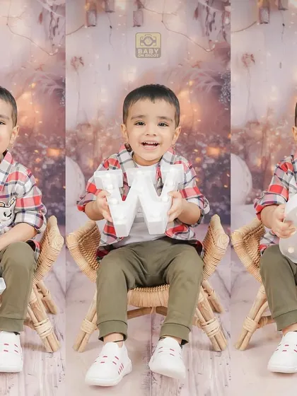 A creative triptych spelling out "TWO" for a second birthday. This is a great way to create a unique piece of art from the photoshoot.