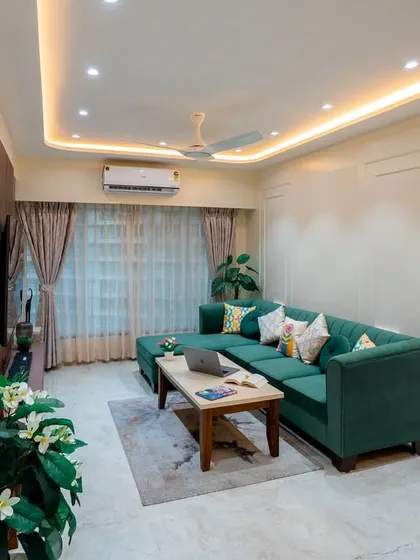 An overall view of the living area, showing the seamless flow and spacious feel we achieved.