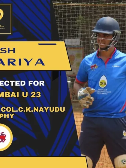 A huge congratulations to Kush Kariya on his selection for the Mumbai U23 team for the Col. C.K. Nayudu Trophy.