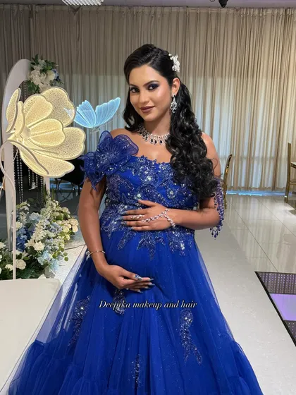 It's an honor to be part of so many special moments. Here, I created a radiant and elegant look for a beautiful mom-to-be at her baby shower, making her feel like a queen for the day.