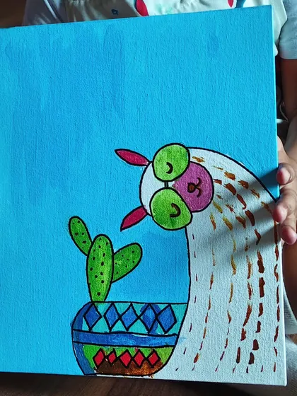 Another adorable llama-or-alpaca creation. These projects are all about having fun and not taking art too seriously.