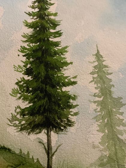 Realistic art isn't magic; it's built on practice. This detailed watercolor of a pine tree shows the result of patience and mastering every stroke.