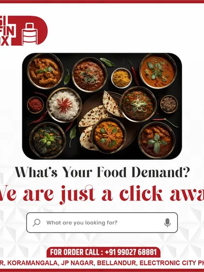 What's your food demand? Whatever it is, we are just a click away. This graphic shows the variety of dishes we offer, reinforcing that ordering delicious group meals is easy and convenient.