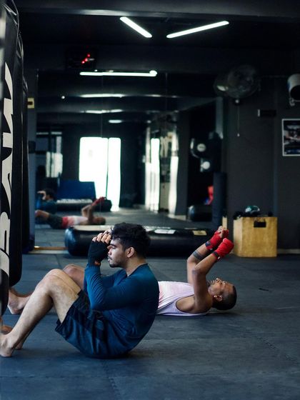 Students work on their core strength with sit-ups, a fundamental part of our conditioning program.