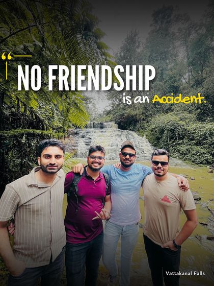 No friendship is an accident, especially when it is forged at the base of a stunning waterfall. This is our group at Vattakanal Falls in Kodaikanal, a perfect example of how shared adventures bring people together.