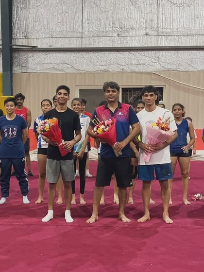 Welcome home, champions! Our team celebrating the return of our athletes and coach from the Asian Gymnastics Championships in South Korea after a phenomenal performance for Team India.