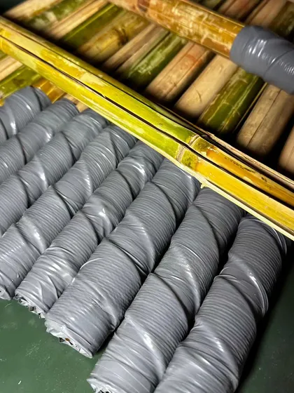 The handles of the clatter sticks are wrapped for a secure grip. As a decoy, your grip on your tools is critical for safety and effective training.