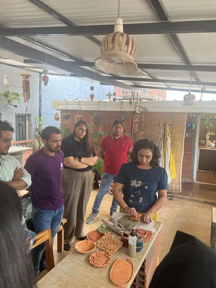 I love demonstrating hand-building techniques to corporate groups. It's amazing to see people who work in a routine environment unleash their creativity.