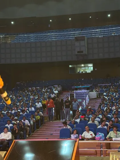 The view from the stage at Bapu Sabhagar in Patna. It's an incredible feeling to perform for such a large and appreciative audience during the Aarogya Parv event.