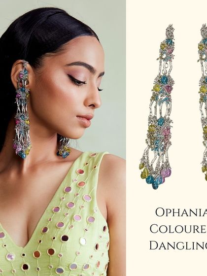 These Ophania coloured danglers are a wonderful way to style your festive look for Rakhi or any celebration.