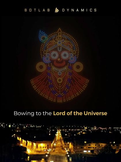 Bowing to the Lord of the Universe, Lord Jagannath. This formation was the centerpiece of our drone show celebrating the Rath Yatra.