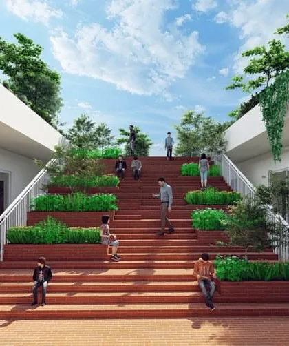 Staircases can be more than just for circulation. At Hyderabad Public School, I reimagined this staircase as a landscaped social space, with integrated planters and seating that encourage interaction and transform movement into an opportunity for connection.