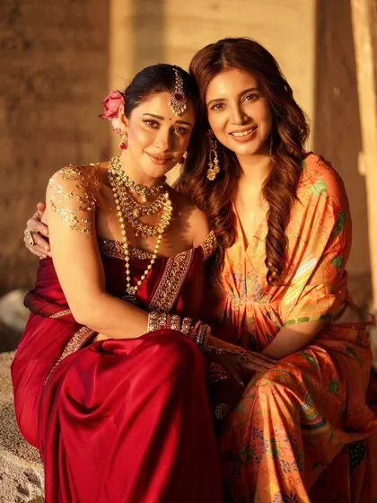 With the birthday girl, Nyra Banerjee! This was taken during our red saree shoot, and her energy was just as vibrant as the color.