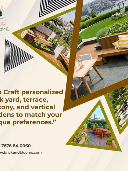 We craft personalized backyard, terrace, balcony, and vertical gardens to match your unique preferences. This collage shows the variety of styles and spaces we can create for you.