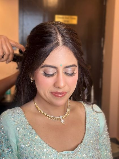 An eyes-closed shot to highlight the beautiful, shimmery silver eyeshadow.