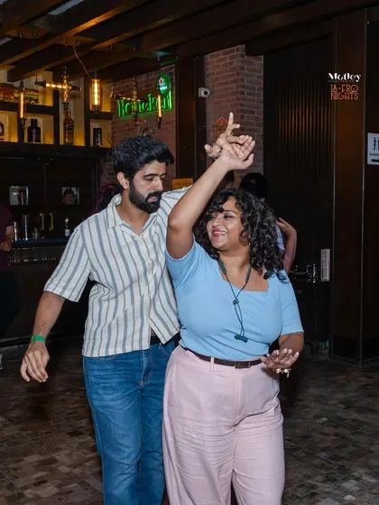 This is where the magic happens outside the studio. A snapshot from one of our social dance nights, where students and friends come together to practice, connect, and just have a great time. The smiles and energy say it all.